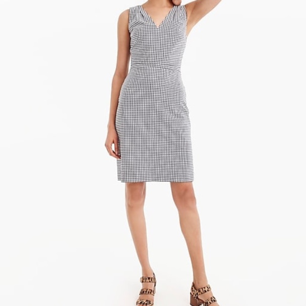 Jcrew v-neck navy gingham dress | Size 2 | NWT